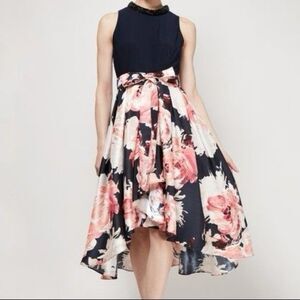 SLYN Women's 14 Beaded Bow Collar Hi Lo Sleeveless Pink  Blue Formal Dress